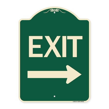 Signmission Exit with Right Arrow Heavy-Gauge Aluminum Architectural Sign, 24" H, 18" L, G-1824-24552 A-DES-G-1824-24552